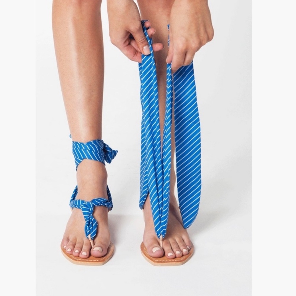 Dolce Vita Henlee (Blue) Ribbon Bandanna Tie Ankle Sandals - Picture 3 of 8